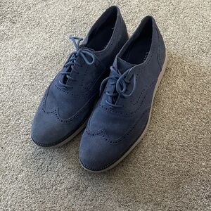 Men's Blue Suede Oxford Shoes